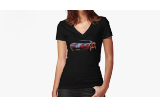 Classic cars printed on Women's v-neck tee shirt